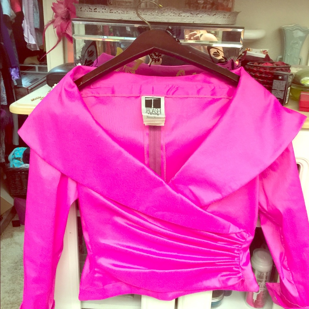 Beautiful pink satin stretch holiday top